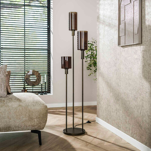 BelaLuz Moderne hotel chique vloerlamp Calore 3-lichts sienna brown