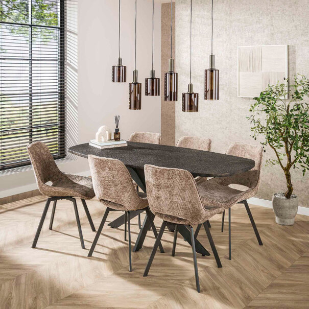 BelaLuz Moderne hotel chique hanglamp Calore 6-lichts Sienna brown