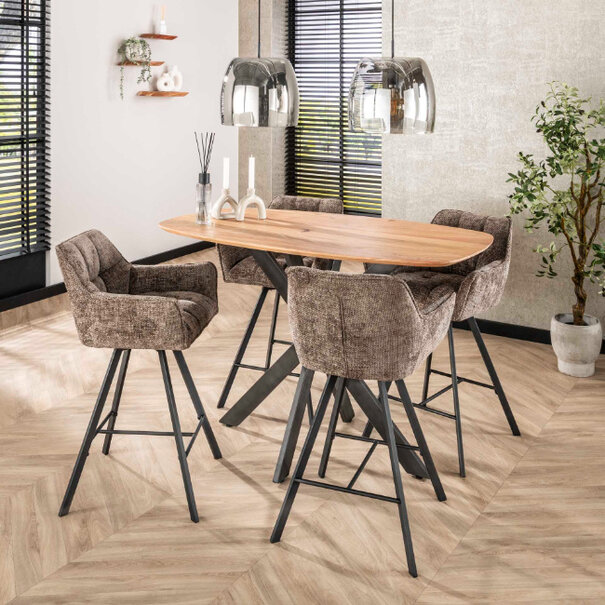 BelaLuz Moderne Scandinavische barstoel Turn draaibaar Rich taupe