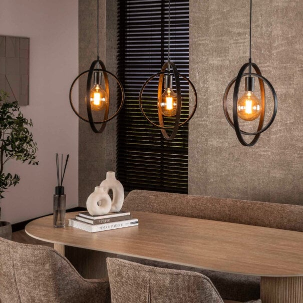 BelaLuz Industriële hanglamp Ozon 3-lichts charcoal