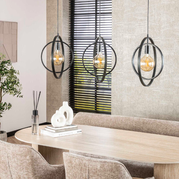 BelaLuz Industriële hanglamp Ozon 3-lichts charcoal