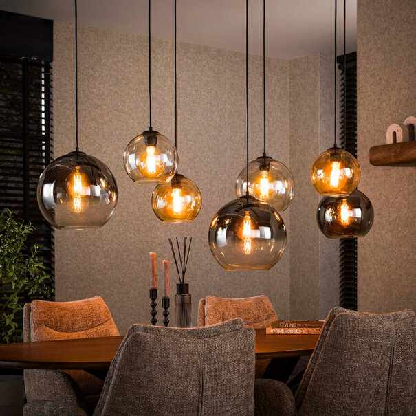 BelaLuz Moderne hanglamp Poly 7-lichts charcoal