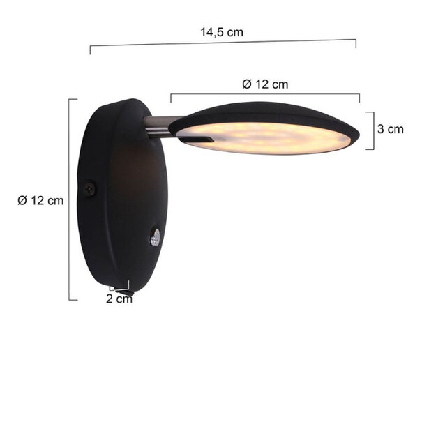 Steinhauer Moderne wandlamp Zenith LED zwart