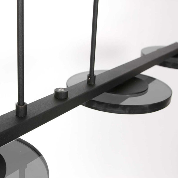 Steinhauer Modern Industrieel hanglamp Turound 4-lichts zwart met smoke glas