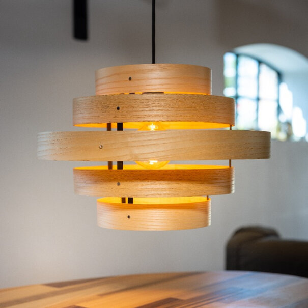 ETH Moderne Scandinavische hanglamp Oaknut 1-lichts 5 ringen Ø50 cm