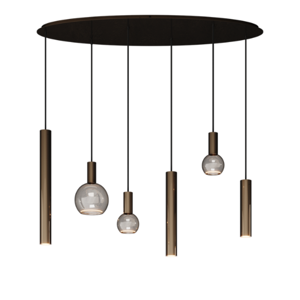 Ztahl Modern industrieel hanglamp Riva 6-lichts ovaal platinum