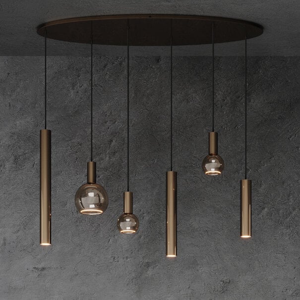 Ztahl Modern industrieel hanglamp Riva 6-lichts ovaal platinum