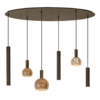 Ztahl Modern industrieel hanglamp Riva 6-lichts ovaal platinum