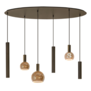 Modern industrieel hanglamp Riva 6-lichts ovaal platinum