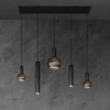 Ztahl Modern industrieel hanglamp Riva 5 lichts zwart