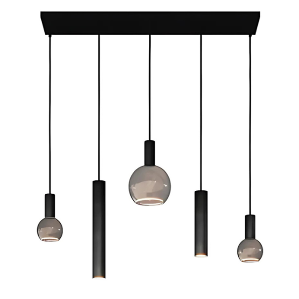 Ztahl Modern industrieel hanglamp Riva 5 lichts zwart