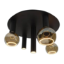 Modern industriële plafondlamp Riva 5-lichts zwart