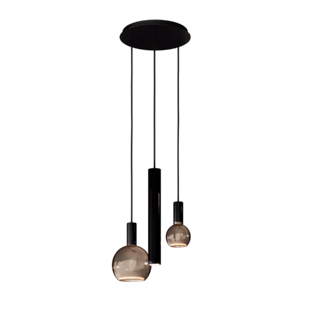 Ztahl Modern industriële hanglamp Riva 3-lichts zwart Ø35 cm