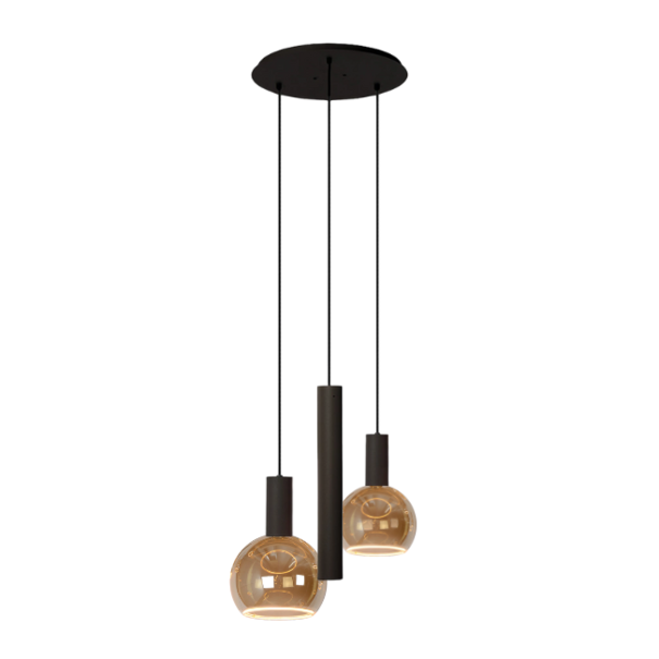 Ztahl Modern industriële hanglamp Riva 3-lichts zwart Ø35 cm