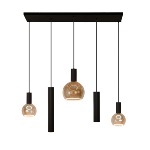 Ztahl Modern industrieel hanglamp Riva 5 lichts zwart