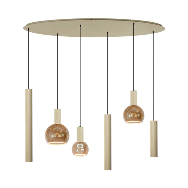 Ztahl Modern design hanglamp Riva 6-lichts ovaal Quartz