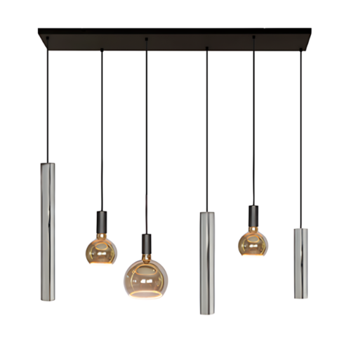Moderne hanglamp Riva 6-lichts 120 cm vernikkeld