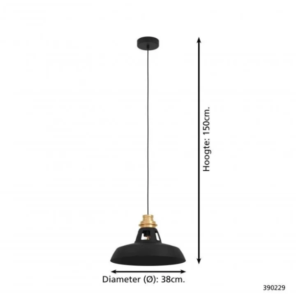 Stars of Lights Industriële hanglamp Espinardo 1-lichts zwart