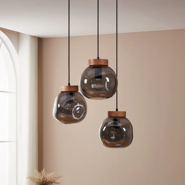 Stars of Light Moderne hanglamp Magacela 3-lichts getrapt smoke