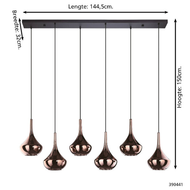 Stars of Light Modern design hanglamp Almoster 6-lichts koper