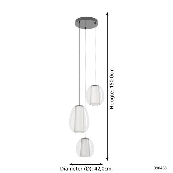 Stars of Light Modern minimalistische hanglamp Menorca 3-lichts getrapt wit