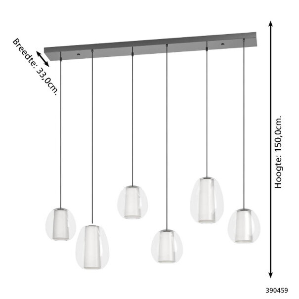 Stars of Lights Moderne minimalistische hanglamp Menorca 6-lichts wit glas