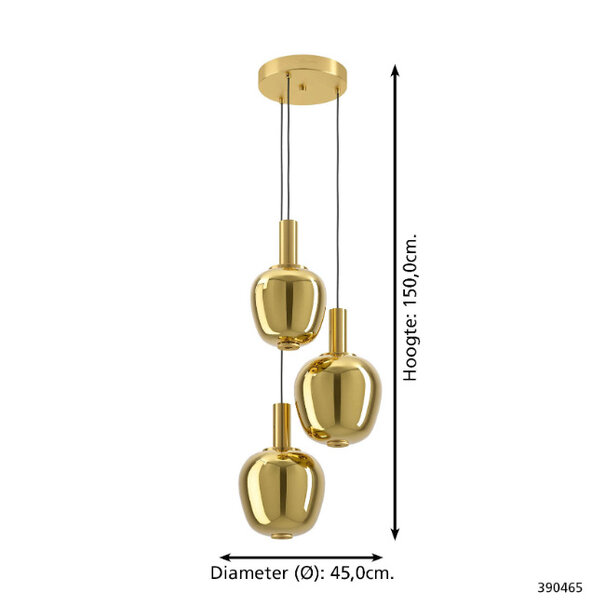 Stars of Lights Moderne hotel chique hanglamp Fruitera 3-lichts getrapt messing