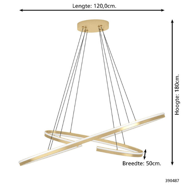 Stars of Light Moderne hotel chique hanglamp Bogado 2-ringen goud