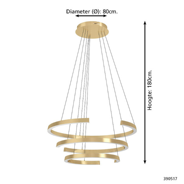 Stars of Light Modern hotel chique hanglamp Labonete 3 ring LED goud