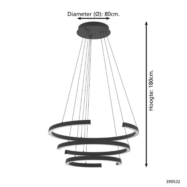 Stars of Light Modern minimalistische hanglamp Labonete 3-rings LED zwart