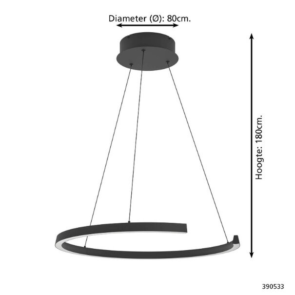 Stars of Light Moderne minimalistische hanglamp Labonete zwart Ø80 cm