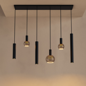 Ztahl Moderne hanglamp Riva 6-lichts 120 cm zwart