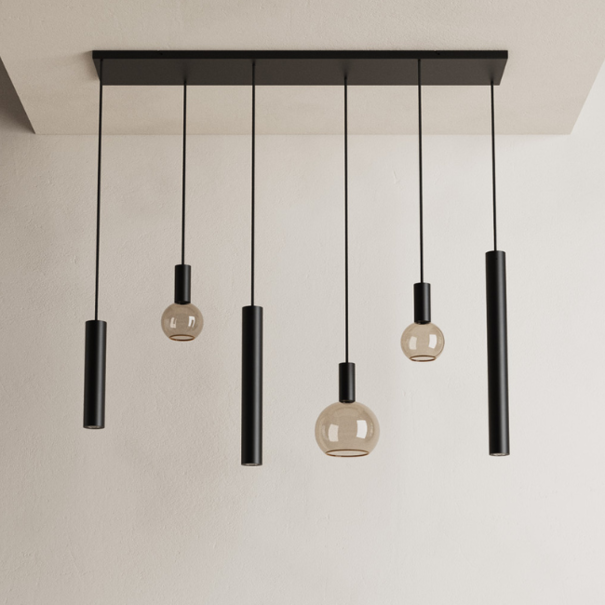 Ztahl Moderne hanglamp Riva 6-lichts 120 cm zwart