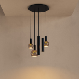 Hanglamp Riva 5-lichts Ø50 cm zwart