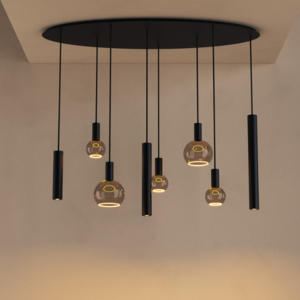 Ztahl Modern industrieel hanglamp Riva 8-lichts Ovaal zwart