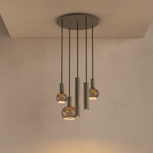 Ztahl Moderne Design hanglamp Riva 5-lichts Ø50 cm getrapt quartz