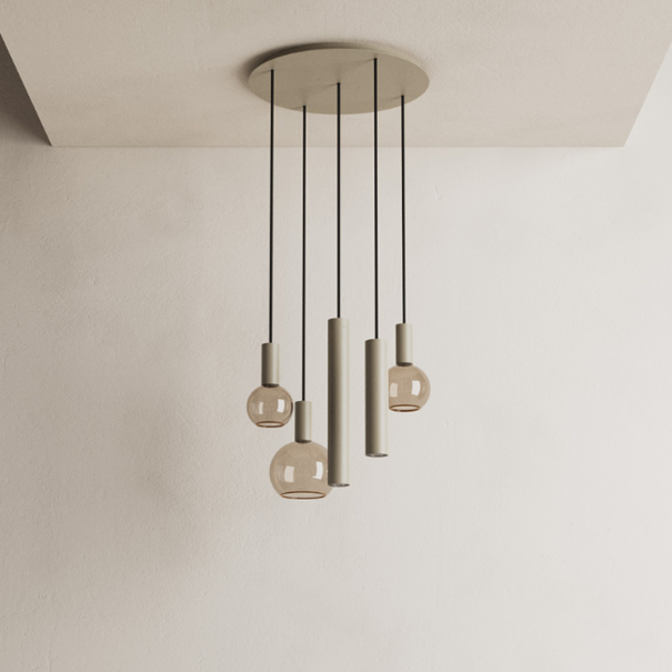 Ztahl Moderne Design hanglamp Riva 5-lichts Ø50 cm getrapt quartz