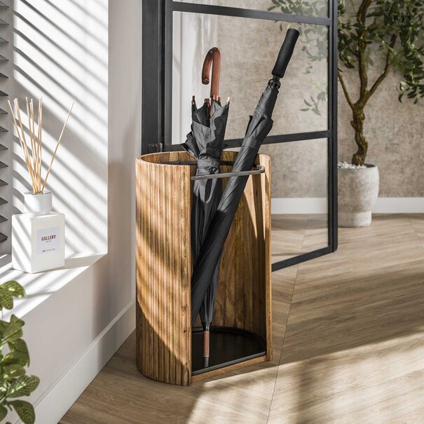 BelaLuz Modern landelijke paraplubak Drex mangohout