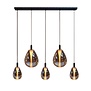 Design modern hanglamp Glimsy 5-lichts zwart met smoke glas