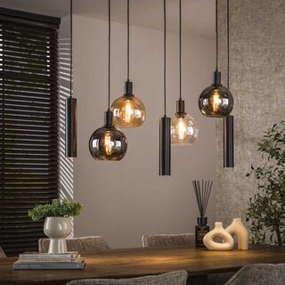 Hanglamp Poly 7-lichts charcoal met kokers