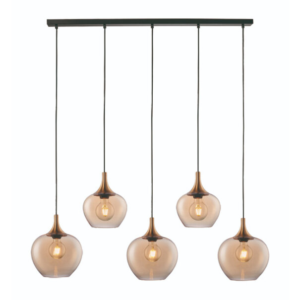 Freelight Moderne Hanglamp Fresu 5-lichts Balk Brons