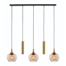 Hanglamp Fresu 5-lichts Balk Brons met kokers