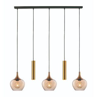 Hanglamp Fresu 5-lichts Balk Brons met kokers