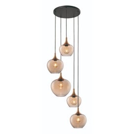 Hanglamp Fresu 5-lichts getrapt Brons