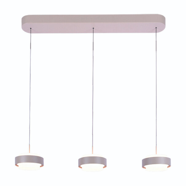 Freelight Moderne hanglamp Puleggia 3-lichts balk crème
