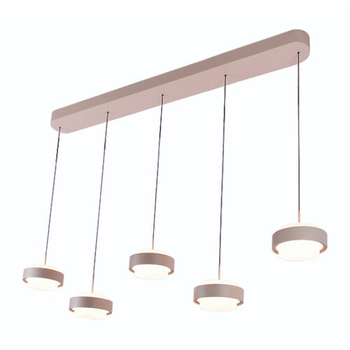 Modern Scandinavische hanglamp Puleggia 5-lichts balk crème