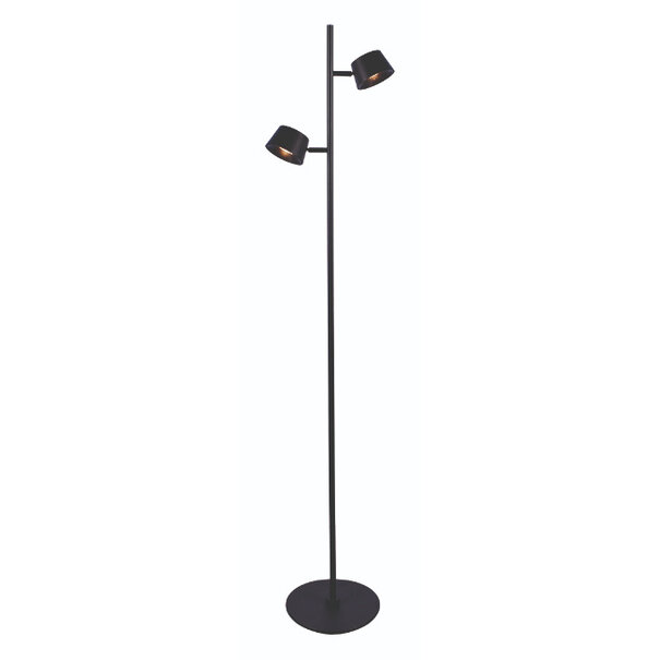 Freelight Modern industriële vloerlamp Cugino 2-lichts zwart