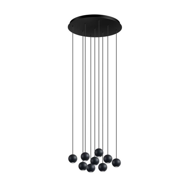 ETH Moderne Design Hanglamp Grace 9-lichts getrapt zwart