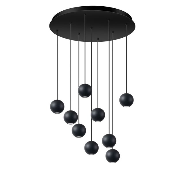 ETH Moderne Design Hanglamp Grace 9-lichts getrapt zwart