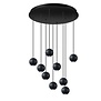 Moderne Design Hanglamp Grace 9-lichts getrapt zwart